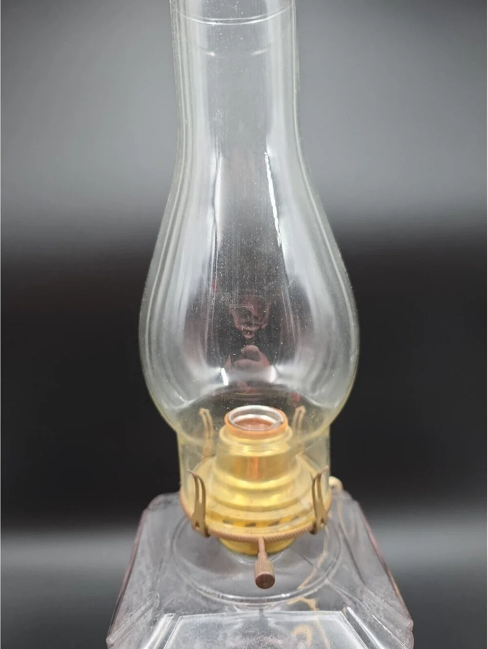 Electrified Ripley & Adams Co Kerosene or Oil Glass Square Lamp Slight Purple